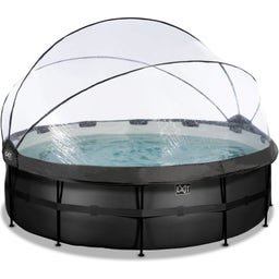Frame Pool Ø 450 x 122 cm, vključno s peščenim filtrom, pokrovom in lestvijo - Black Leather Style - 1 set