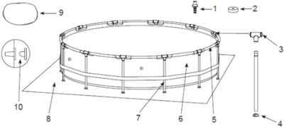 Peças de Reposição Intex Frame Pool Prism Rondo Ø 457 x 107 cm - 126724GN - Modelo a partir de 2020